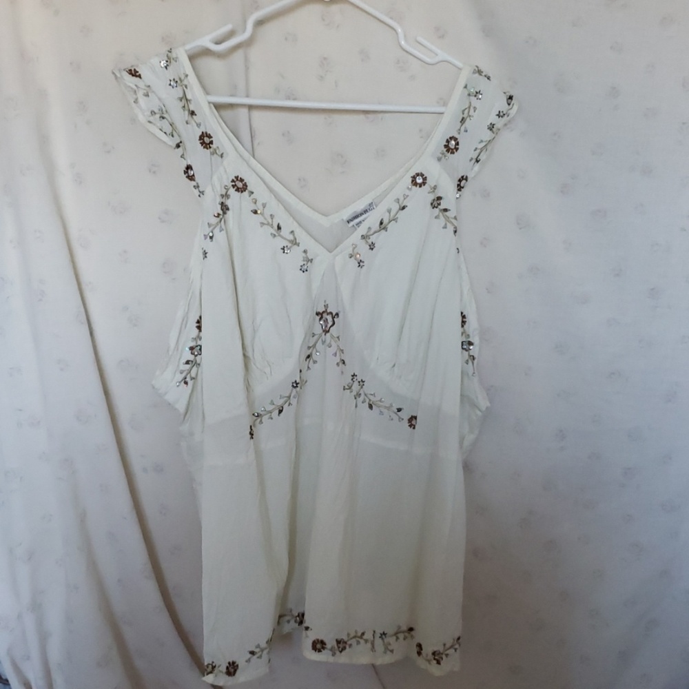 Plus size off white cotton blouse